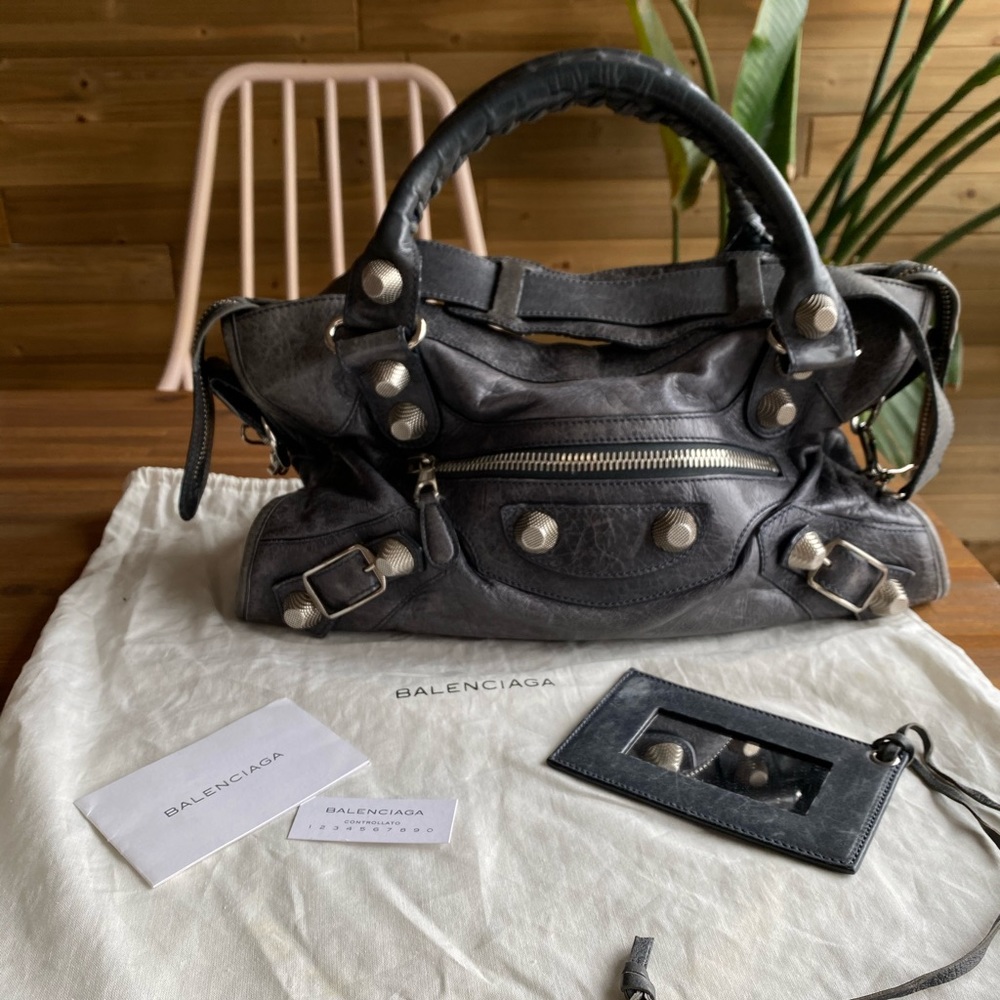 Balenciaga Giant City Leather Shoulder Bag Purse